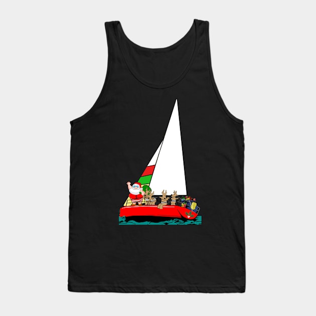 Santa Sailing at Christmas Tank Top by Sailfaster Designs